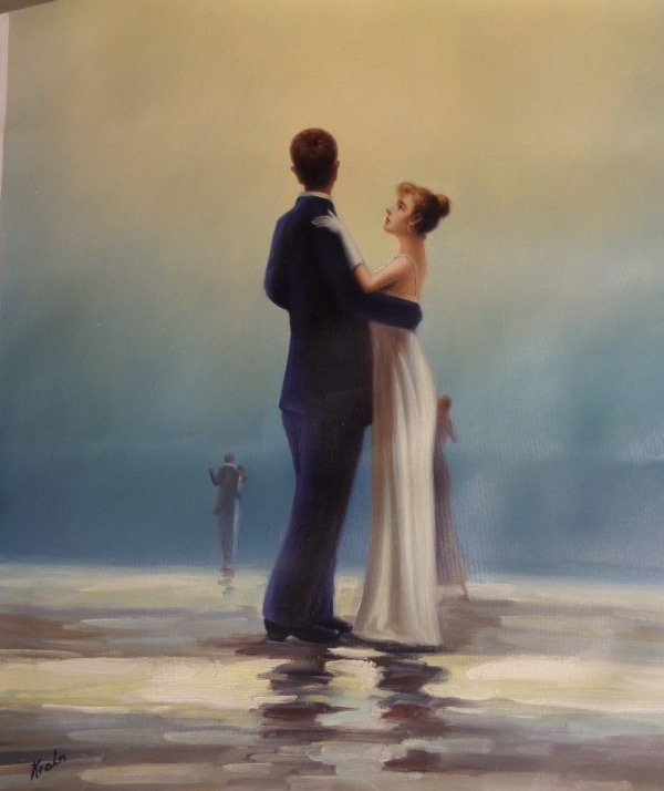 "And We Danced" is a great work, about 22x26 inches, and done in 1969. It is an oil painting with a value in the mid hundreds, and It has a full lifetime COA included from The Art Gallery of Naples Fla. and sells here with NO reserve! 