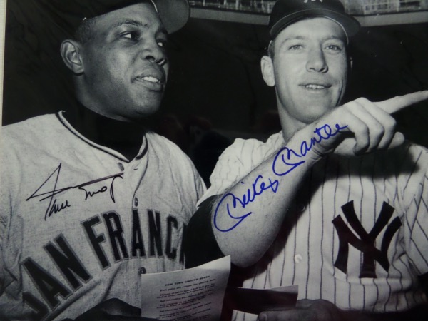 This 1953 era B&W 8x10 shows both HOF sluggers posing, talking pre-game, and comes black and blue sharpie signed by BOTH. It grades a clean strong 10 all over, awaits only your own framing touch to be complete, and has a lifetime LOA included from Classic Sports Collectibles. 