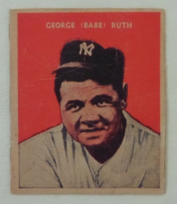 This was the last (and most valuable) card in the 1932 set.  It shows the Babe with a red background and this example is in Fair ( grade it a 3.5-4) condition.  Some surface creasing in the middle and centering below average but corners above average.  Some light scratching on the back but still a very high book value card for the discreet collector. 