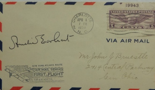 This vintage cachet measures approximately 3.5x6.5, is stamped from 1930, and is still in EX/MT condition.  It is hand-signed in black ink by the legendary aviator, Amelia Earhart, and grades a legible 6 overall.  This well-kept collector's item will shine upon display, and with Earhart's mysterious disappearance now more than 80 years ago, retail is well into the low thousands!