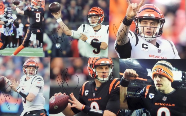 He's one of the hottest players in the game right now, and now, here is YOUR opportunity to own not one, not two, but SIX autographed photos of Bengals All Pro, Joe Burrow.  Each is penned by the Pro Bowl passer, and each can easily retail well into the hundreds by itself.  Great chance here for the smart dealer!