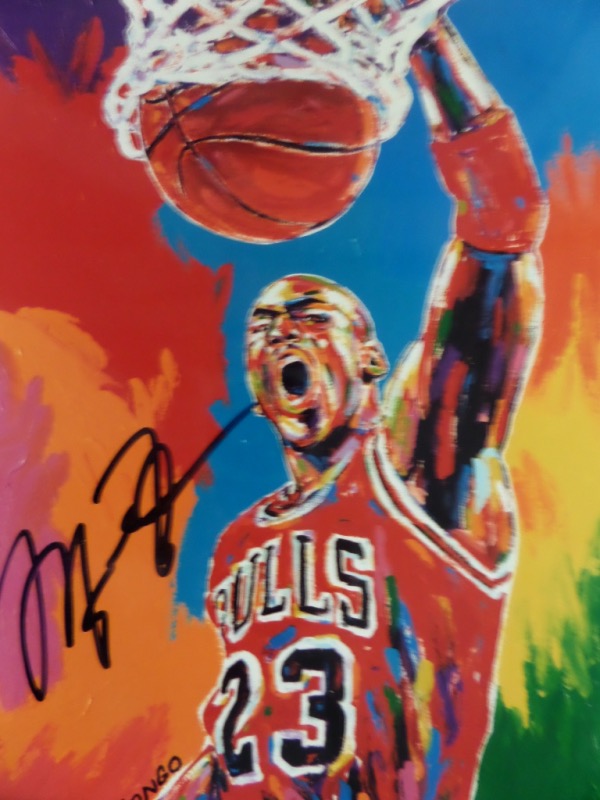 This glossy color 8x10 print is done by the talented sports artist, shows Mike in action and mid-dunk, and comes black sharpie perfectly signed by the best ever. It is a must have and must frame investment piece, and has Lee's added approval for certainty. 