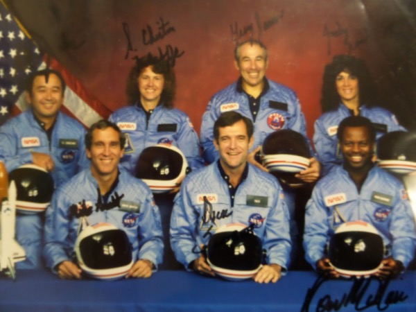 This nearly impossible Nasa item was signed IN PERSON just before take off, and at the Kennedy Space Center for certainty. It bears 7 signatures of all that perished, including the ultra rare teacher Krista Macauliffe. A Fred Moats employee letter accompanies telling the story, and value is priceless. 