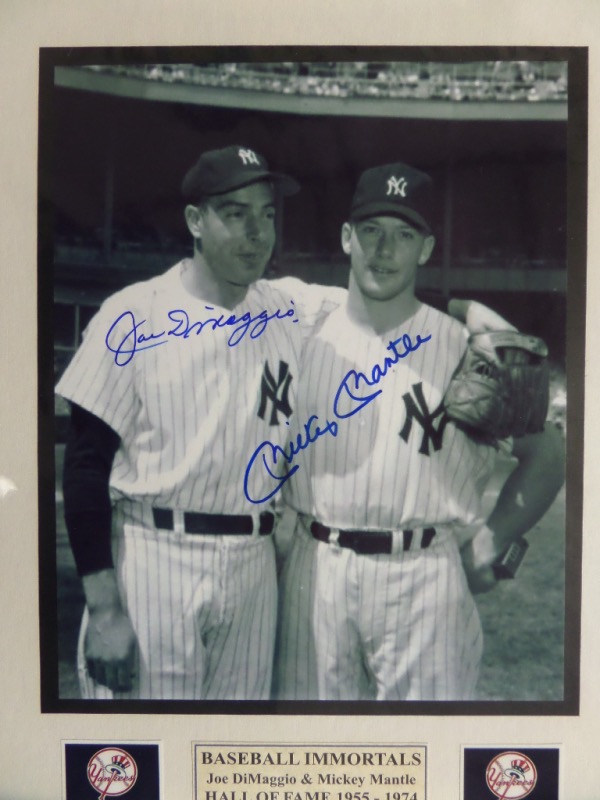 Coach S Corner Joe Dimaggio Mickey Mantle Hand Signed Custom Matted