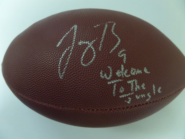 .  This Wilson NFL ball comes signed perfectly by this young gunslinger with his #9 and this superb "Welcome to the Jungle" inscription added for the Cincy fans!  Retail is skyrocketing obviously and guaranteed authentic. Can they bring it all home next year and him possibly win the MVP??