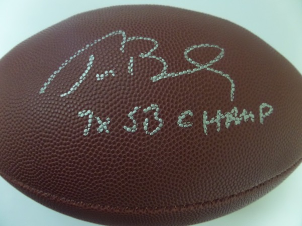Wow, this GORGEOUS mint Wilson NFL football comes signed perfectly in silver by Tom with "7X SB CHAMP" included!! Retail is into the low thousands and this soon-to-be HOFer is going to be near impossible to get to sign anything any longer! NICE!