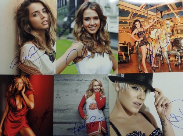 This high value celeb lot is TWENTY-FIVE different 8x10 photos of some of the sexiest, well-known female celebrities.  Each is hand-signed by the corresponding woman, and included are names like Ana De Armas, Jessica Alba, Beyonce, Jennifer Love Hewitt, Emma Stone, Mila Kunis, Jennifer Lopez, Faith Hill, Pink, Emily Blunt, Julia Roberts, Jennifer Connolly, Hayden Penatierre, Drew Barrymore, Claire Danes, Cameron Diaz and more.  A virtual Who's Who of hotties here, and retail is easily into the thousands!