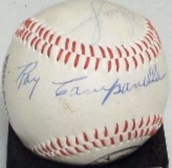 This white, lightly used ball is red-laced, comes ink signed by Roy and 2 unknown others, and the late Brooklyn HOF'ers signature is a full, pre-accident beauty. Nice chance, sold at a discount most likely, and as always, with NO reserve! 