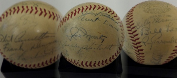 This brilliant piece of baseball history is a vintage Official National League ball (Ford Frick, Pres) from Spalding, cubed in VG+ shape, and hand-signed all over by 19 members of the 93 win 1937 Cubs.  Included are Tex Carleton (ss), Charlie Root, Phil Cavaretta, Frank Demaree, Lonny Frey, Billy Herman, Bill Lee, Roy Parmelee, Ripper Collins, Stan Hack, Augie Galan, Clay Bryant, Gabby Hartnett, and more.  With 2 in the BB HOF, and ALL now deceased, retail on this beauty is high hundreds, at least!