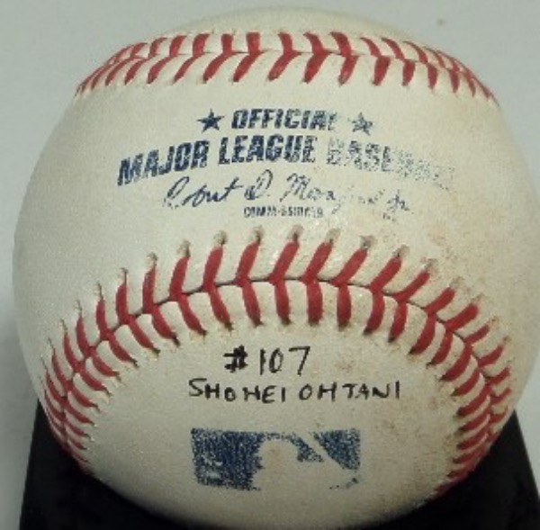 This rare item is certainly a one of a kind Big League piece, and is THE ball that he hit for career HR #107. It is of course a Rawlings Major League ball, showing great game usage, and was fan caught by our consigner. No paperwork except his word, and value is ??