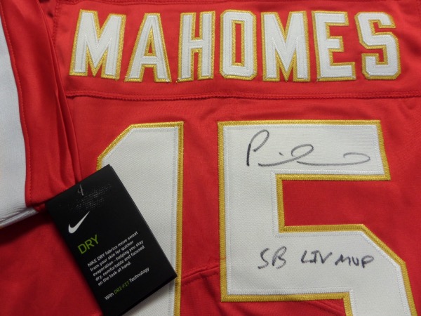 This mint authentic bright red Chiefs jersey comes signed by this future HOFer on his back numbers with SB LIV MVP  included.  Chiefs are favored for yet another run next year after winning it AGAIN this year and this jersey shows off wonderfully and is guaranteed authentic. HIGH retail 