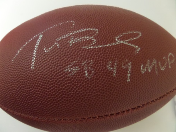 Wow, this rare gem is a Wilson NFL ball and in mint shape. It comes signed by this legend in silver superbly with his #12 and this great inscription added! Retail is well into the low thousands and perfect for the NFL collector to display proudly. 