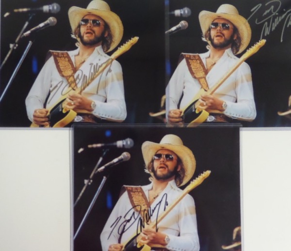 This smart dealers lot is also perfect for the E-Bay'er, and holds THREE hand signed concert photos for one money. They are signed perfectly in silver and gold paint pens, as well as one in bold black sharpie, and value of the trio is ???