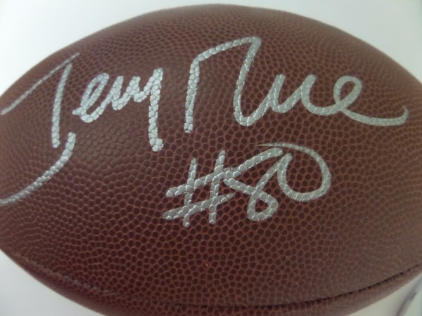 This full size Wilson football is still in EX/EX+ overall condition, and comes hand-signed in silver by the greatest receiver in NFL history, 49'ers legend, Jerry Rice.  The signature grades an overall 8.5-9, and the ball is affixed with a hologram from Gridiron Authentics (G62487) for your assurance.  A fabulous football, valued into the mid/high hundreds!