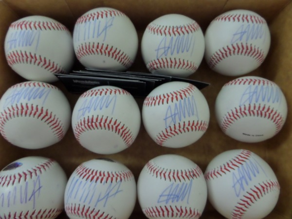 This large signed lot is TWELVE single-signed balls from our former US President, and all are non-official models from Rawlings, and come blue ink, sweet spot signed nicely. Average grade is a 9 or so, value is sky high, especially of he gets elected again, and InPerson Authentics lifetime COA's and added holograms appear on each and every one for assurance!