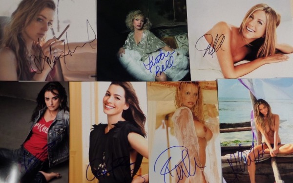 This amazing grouportunity is no less than 100 different 8x10 photos, each an image of a super sex kitten female celeb.  Each is hand-signed by the star pictured, and included are marquee names like Penelope Cruz, Jessica Simpson, Rachel Weisz, Anne Hathaway, Tina Fey, Drew Barrymore, Amy Adams, Claire Danes, Kate Hudson, Kristen Bell, Sarah Michelle Gellar, Courtney Cox, Pam Anderson (TOPLESS), Jennifer Aniston, Heidi Klum, Elizabeth Banks, Jewell, Angelina Jolie, Rosamund Pike, Krysten Ritter, Rosario Dawson, Lacy Chebert, Lucy Liu, Amanda Seyfried, Jessica Biel, Pink, Uma Thurman, Kate Upton, Liz Hurley, Gwen Stefani, Heather Graham, Blake Lively, and many more.  WOW!  What a collection, and retail is WELL up into the thousands!