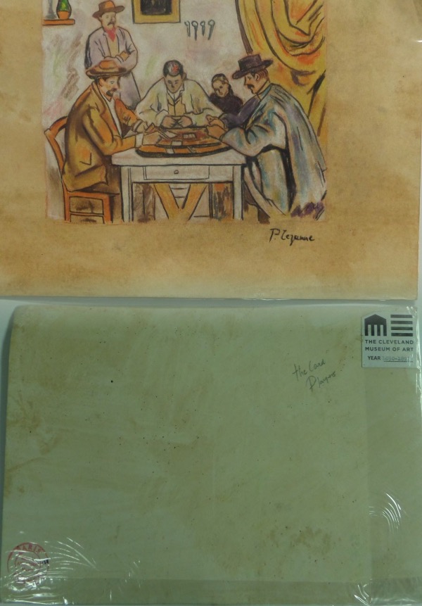 This colorful work is all in his hand, comes hand signed in the lower right corner area , and measures near 10x12 in size. It has a slew of original Gallery stamps remaining on the back side for provenance, and value is MANY times our opening bid price. Shows men playing cards and is ideal for framing! RARE