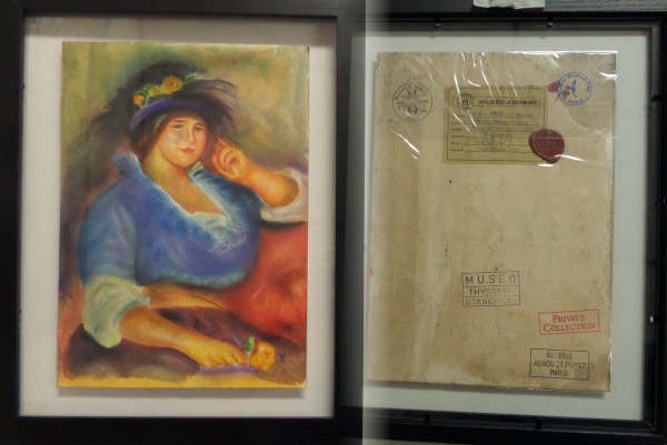 This treasure is a full color 11x14 work, hand signed by the Master in a lower corner, and shows a stout lady with a flower in her hand. It is a beauty, has certainty remaining on the back side via at least FIVE Gallery stamps and a melted wax seal, and value is sky high on this easy art world investment. 