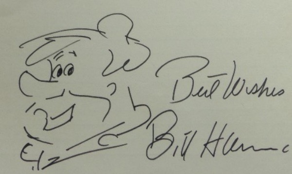 This mint 4x6 index card has NO lines, shows the yabba-dabba-doo boy in a head shot, and comes black flair marker signed by late creator Bill Hanna of "Hanna-Barbera". He animated all of our childhood cartoons from Scooby Doo to the Flinstones, and his works are legendary, and expensive!!! Solid buy and hold investment, and just look at the opening bid price. 