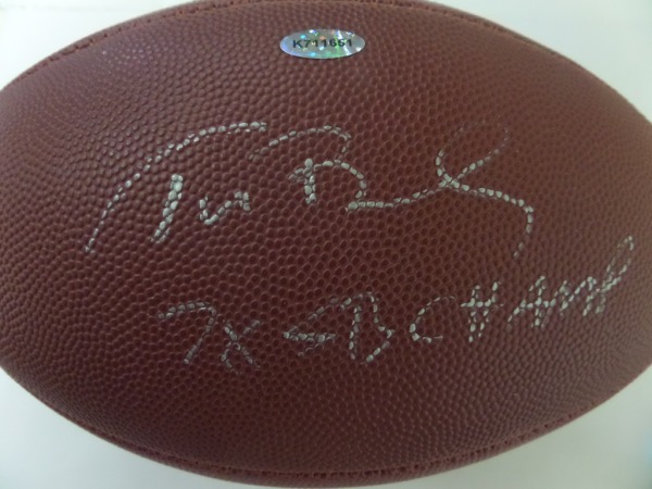 Wow, this rare gem is a Wilson NFL ball and in mint shape. It comes signed by this legend in silver superbly with his #12 and this great inscription added! Retail is well into the low thousands and perfect for the NFL collector to display proudly. Hologrammed for authenticity purposes. 