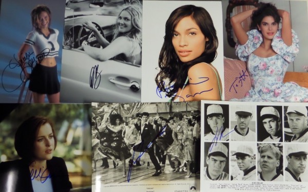 This fantastic collection totals TWENTY-FIVE different 8x10 photos, each hand-signed by the celeb shown.  Included are Jennifer Love Hewitt, Drew Barrymore, Liev Schreiber, Michelle Rodriguez, Chloe Moretz, Julia Roberts, Rosario Dawson, Teri Hatcher (for those of you keeping track, YES, that's both Wonder Bra spokeswomen!), Gillian Anderson, Nicole Kidman, David Duchovny, Rose Byrne, John Travolta, John Cusack and more.  Sky high retail value here!!!