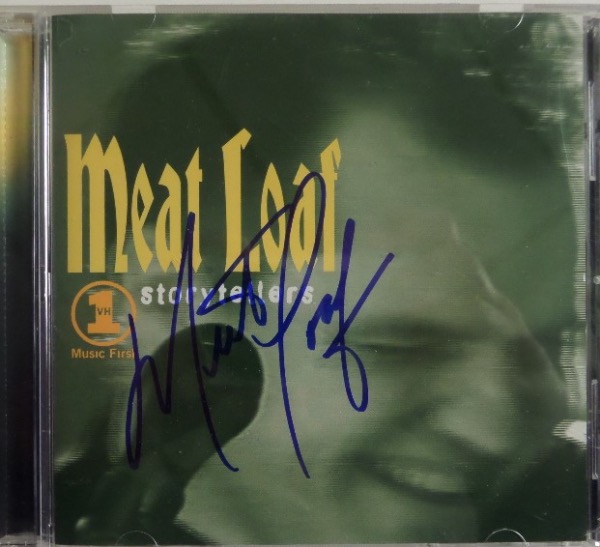 This VH1 Storytellers: Meatloaf CD is still in EX+ shape, and comes hand-signed on the inner booklet by the famed singer/songwriter/performer himself.  The black sharpie signature grades a legible 9 on this piece, and with his recent death, retail has shot up exponentially!