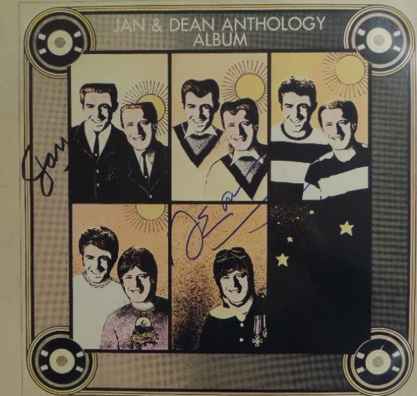 This "Jan and Dean Anthology" LP album is in EX+ condition, and comes cover signed in blue/black sharpie by both members of this hit making 1960's duo.  Included are Jan and Dean, and with both signatures present, and Jan deceased now 19 years, this LP album values well into the hundreds!