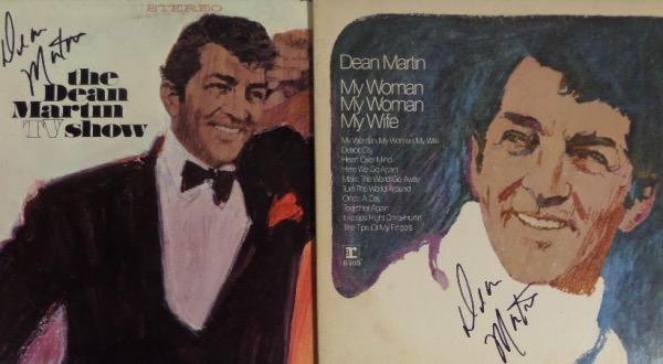 This unique lot is an opportunity for collectors and dealers alike, and includes TWO different Dean Martin LP albums, each hand signed beautifully by the deceased and legendary crooner/actor!  Included are "The Dean Martin TV Show", and "My Woman, My Woman, My Wife", and together they have a retail potential into the mid hundreds!  EXCELLENT opportunity here!