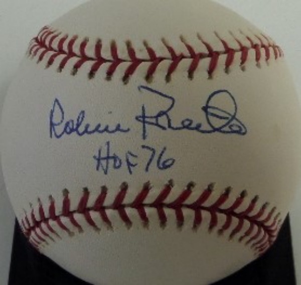 This Official National League Baseball from Ralwings (Coleman, President) is cubed in EX/EX+ overall condition, and comes hand-signed across the sweet spot by HOF Phillies hurler, Robin Roberts.  Signature grades an 8 at least, w/ HOF 76 added in his hand, and with his death now more than a few years back, retail is easily hundreds!