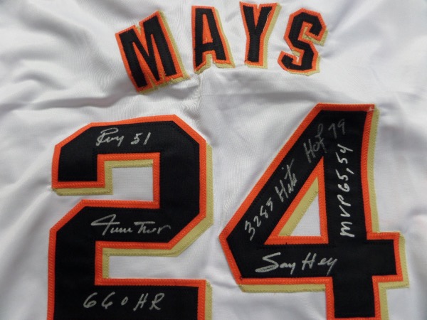 Coach S Corner Willie Mays Hand Signed Inscribed Giants Jersey