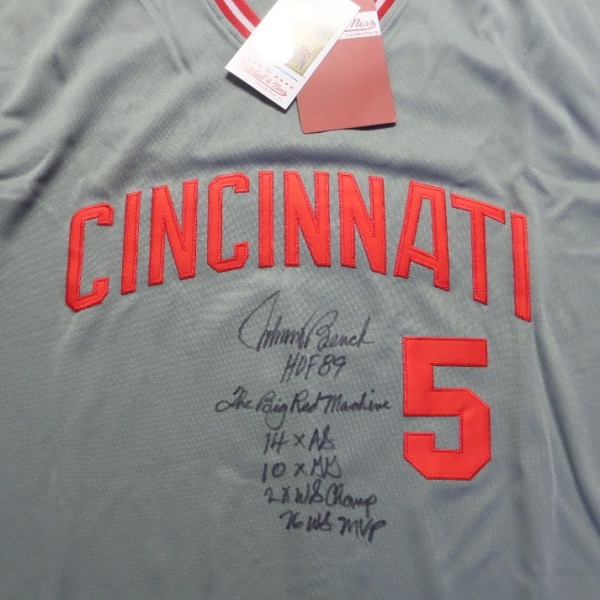 Coach's Corner - Johnny Bench Hand Signed Inscribed Reds Jersey!