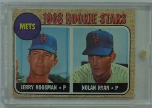 Wow, this is another beauty from a longtime, highly-reputable vintage card collector.  It is an original '68T #177 Nolan Ryan/Jerry Koosman dual rookie, and it comes slabbed in what would fairly be described as EX overall condition.  I love the color and edges and corners are decent.  Centering around 20-80 left-right and 40-60 bottom-top.Back is awesome.  I've seen cards in similar shape sell for four figures, easily. 