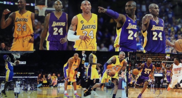 This perfect for dealer's lot is TWELVE color 8x10 photos of the Lakers' All Star guard with the Los Angeles Lakers, and each comes hand signed, FULL NAME and in blue sharpie by the future Hall Of Famer himself!  This lot can easily split up and retail into the thousands, with a super low minimum bid evident!