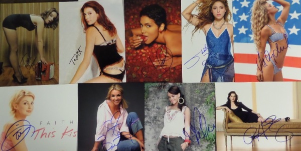 This MUST HAVE entertainment lot can easily fetch thousands, and includes FIFTY different 8x10 photos, each a shot of a super SEXY female celebrity.  Each is autographed personally, and included are superstar names like Halle Berry, Alexandra D'Addario, Rihanna, Emma Watson, Keria Knightley, Daisy Ridley, Shakira, Dolly Parton, Emma Roberts, Liv Tyler, Kaley Cuoco, Tina Fey, Anne Hathaway, Reese Witherspoon, Faith Hill, Teri Hatcher, Gigi Hadid, Britney Spears, and many more.  A fantastic grouping that the savvy dealer can really sink their teeth into!