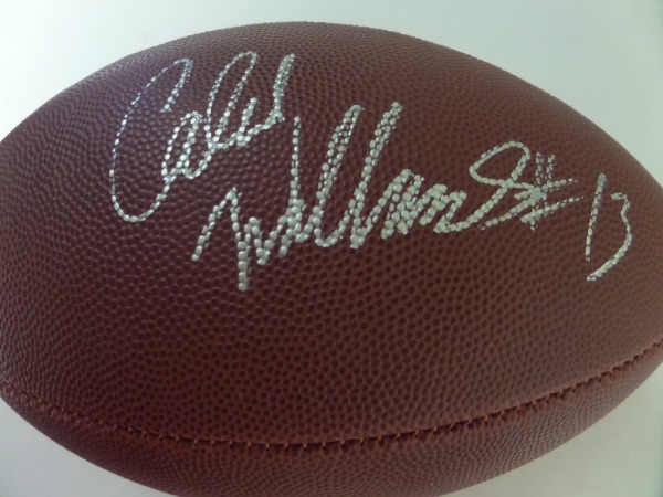 This official Wilson NFL ball comes signed perfectly in silver by this #1 pick of the Bears. He has a huge future and upside and he has included his #13 with his autograph. Retail is shooting up quickly as some are picking the Bears for the Super Bowl already! Get it now. 