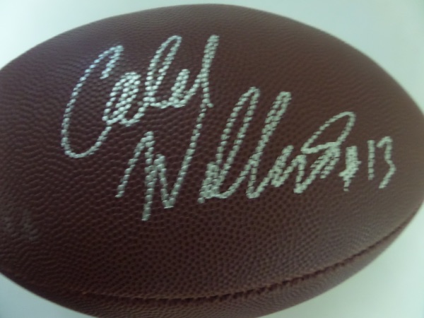 This official Wilson NFL ball comes signed perfectly in silver by this #1 pick of the Bears. He has a huge future and upside and he has included his #13 with his autograph. Retail is shooting up quickly as some are picking the Bears for the Super Bowl already! Get it now. 