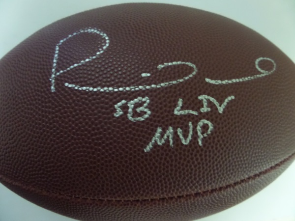 This mint Wilson NFL ball comes signed perfectly by this future HOF QB who just won yet another Super Bowl! Can he go down in history as better than Brady? He is definitely on his way.  Included SB LIV MVP with his autograph in silver and retails in the low thousands already!