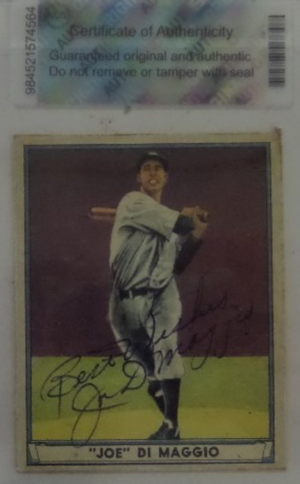 Coach S Corner Joe Dimaggio Hand Signed Play Ball Baseball Card