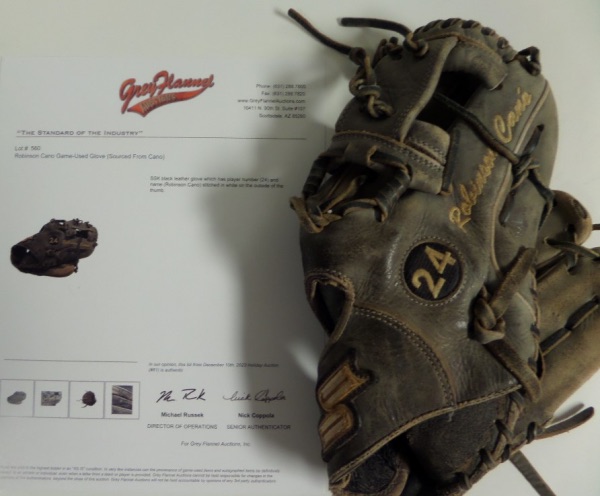 This custom glove has his name embroidered, his #24 sewn in, and was made by SSK. It shows tremendous MLB usage from the one time star, and an original Grey Flannel LOA, with a full color auction catalog photo accompanies for iron clad certainty.  