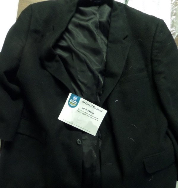 This super rare, super cool, and obviously one of a kind item is right from his estate, comes with that COA for assurance, and is a like-new black tuxedo jacket, with a custom "Made for Moe Howard" exclusive tag on the inside. A true must have for all 3-stooges fans, and value is mid to upper hundreds for sure. 