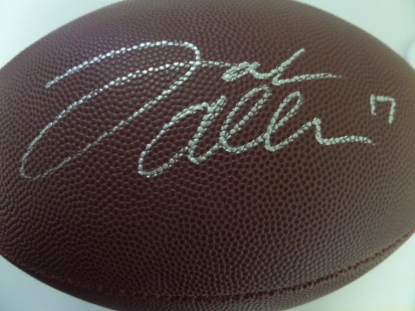 This mint Wilson NFL ball comes signed perfectly in silver by this favorite for this years MVP award!  He has included his #17 with his autograph and the Bills are one of the favorites right now to win it all.  Get it now before they do!  Comes hologrammed and is guaranteed authentic.  Retail in the mid hundreds now and Rising. 