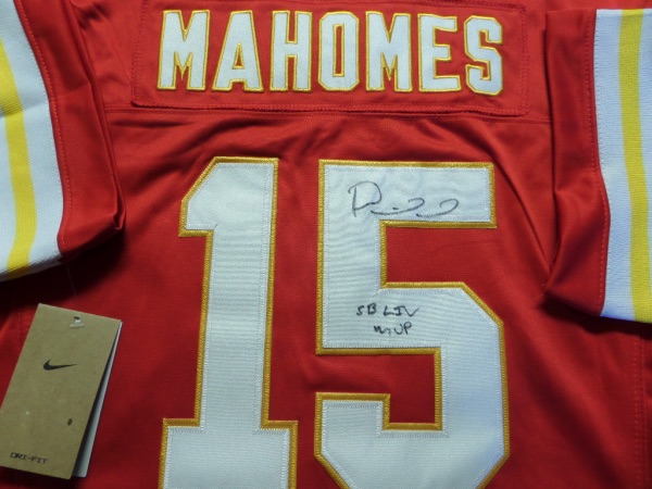 This mint authentic bright red Chiefs jersey comes signed by this future HOFer on his back numbers with this great inscription  included.  Chiefs are favored for yet another run this year after winning it AGAIN last year and this jersey shows off wonderfully and is guaranteed authentic. HIGH retail and they are undefeated still at 9-0 as i type this. Amazing