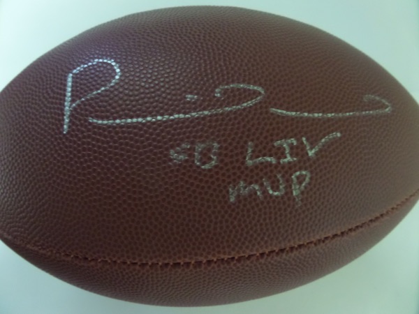 This mint Wilson NFL ball comes signed perfectly by this future HOF QB who just won yet another Super Bowl last year and they are undefeated as i type this in!  Can he go down in history as better than Brady? He is definitely on his way.  Included LIV MVP with his autograph in silver and retails in the low thousands already!