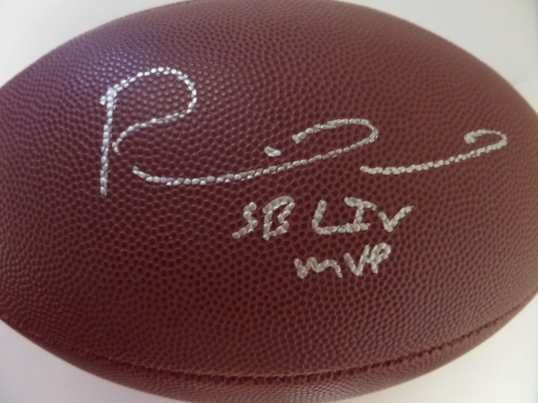 This mint Wilson NFL ball comes signed perfectly by this future HOF QB who just won yet another Super Bowl! Can he go down in history as better than Brady? He is definitely on his way.  Included SB LIV MVP with his autograph in silver and retails in the low thousands already!