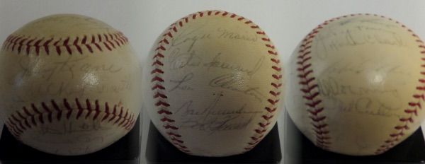 This Official American League Baseball from Reach is still in VG+/EX shape, and comes hand-signed all over in black ink by 23 members of the '66 Yanks.  Included are Keane and Mantle (secretarial) both on the ss, Maris, Boyer, Howard, Pepitone, Tresh, Downing, White, Peterson, Hamilto, Murcer, Richardson, Friend and more, and though the signatures are light, they still mostly grade legible 4's-5's.  Though this was not a terribly successful team, the star power was certainly there, and with almost all deceased, and Keane gone only a year from signing this, retail is low thousands!