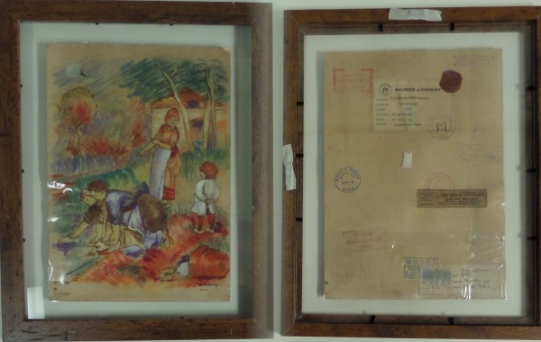 This vintage original is full color, measures near 10x14 in size, and comes framed in old tyme wood. It comes front side signed by the Master, is dated from 1888, and titled "Laundresse". It has a bunch of remaining Gallery stamps on the back side for Provenance, and value is MANY times our opening bid pricing. 