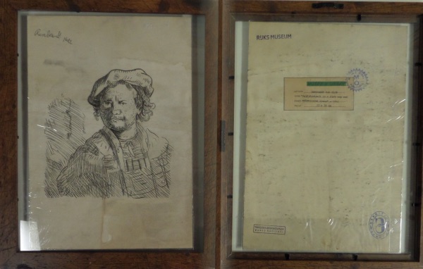 This vintage original is full color, measures near 10x14 in size, and comes framed in old tyme wood. It comes front side signed by the Master, is dated from 1642, and titled "Self Portrait". It has a bunch of remaining Gallery stamps on the back side for Provenance, and value is MANY times our opening bid pricing. 