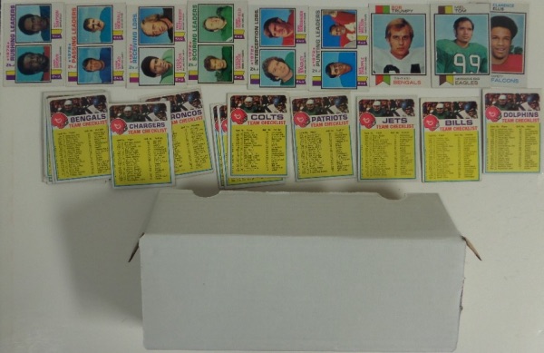 This COMPLETE football set from 1973 Topps is in Overall EX condition at least, even EX/MT, with many better and some worse. Included are the ROOKIE cards of STARS like Stabler, Franco Harris, Ham, Dierdorf, and many more. The set is valued near a grand, and tough to find a set in this Great condition