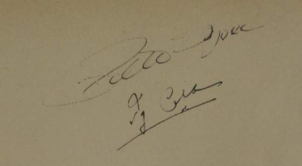 This amazing and historic collector's item is a cut of white paper, measuring just short of 4x6, and in EX/MT condition.  It is black ink-signed by the great Ty Cobb, and also by the man who broke his unbreakable record, Pete Rose.  A fabulous item, and absolutely PERFECT for matting and framing with the photo(s) of your choice.  Valued into the low thousands!