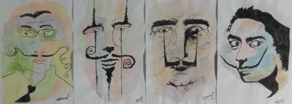 This great dealer lot holds 4 different approx. 9"x11" or so pieces. EACH is done in watercolors in this legends own hand and comes signed by him at the bottom very nicely! They are stunning original artworks oh himself, all still very nice in classic Salvador style and HIGH BOOK VALUE. Lots of colors and unique!